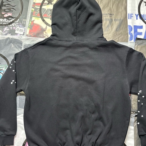 Sp5der Women Chic Black Hoodie with Web Graphic - Picture 5 of 6